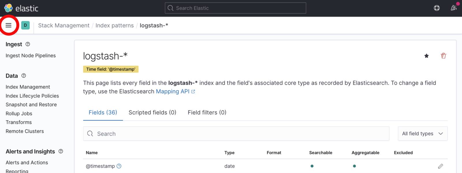 Kibana 7 Open Sidebar